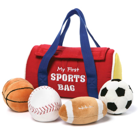 GUND Baby My First Sports Bag 5-Piece Sensory Plush Toy Playset for Babies