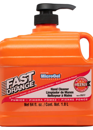 Fast Orange Permatex 25217 Pumice Lotion, Heavy Duty Hand Cleaner, Natural Citrus Scent, Waterless Cleaner For Mechanics, Strong Grease Fighter, 1/2 Gallon, Orange, 64 Fl Oz (Pack of 1)