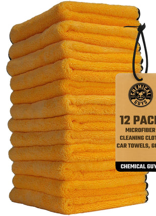 Chemical Guys Professional Grade Premium Microfiber Towels for Cars, Gold, 16 inch x 16 inch, Ultra-Soft and Scratch-Free Car Detailing Cloths for Trucks, Motorcycles, and More - 12 Pack