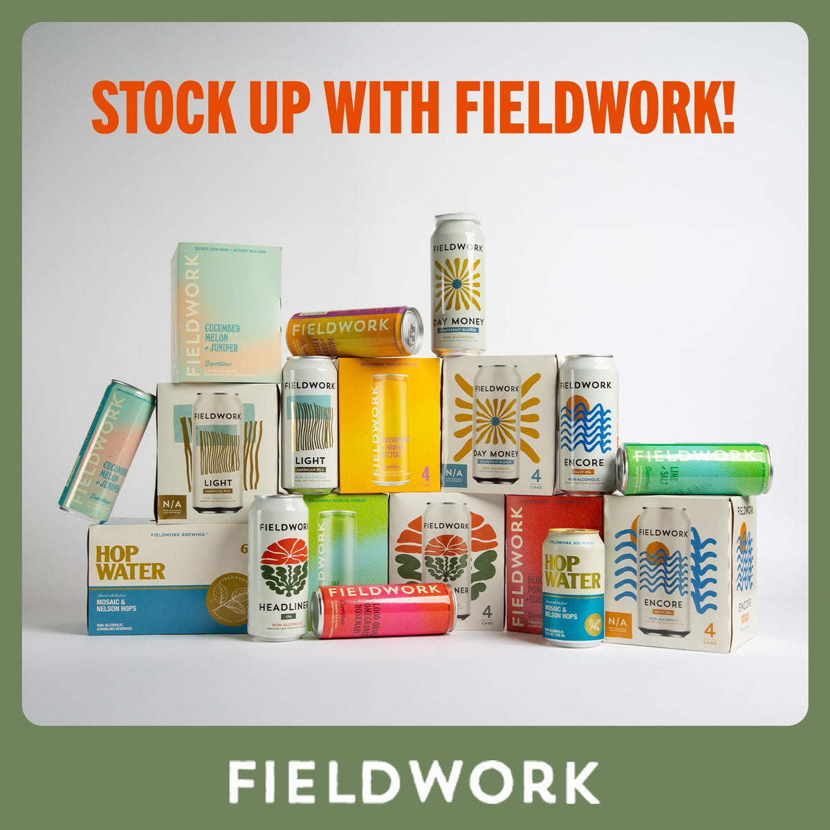 Fieldwork Non-Alcoholic Craft Beer 16 Fl Oz, Award-Winning Taste, Headliner IPA, Vegan, Low-Calorie, 4-Pack Cans