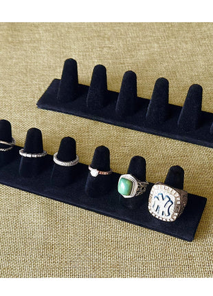 Black Velvet Ring Display, Ring Holder Display for Jewelry Stand, Ring Displays for Selling, Jewelry Display Stand and Ring Organizer for Ring Storage, 2 Pcs