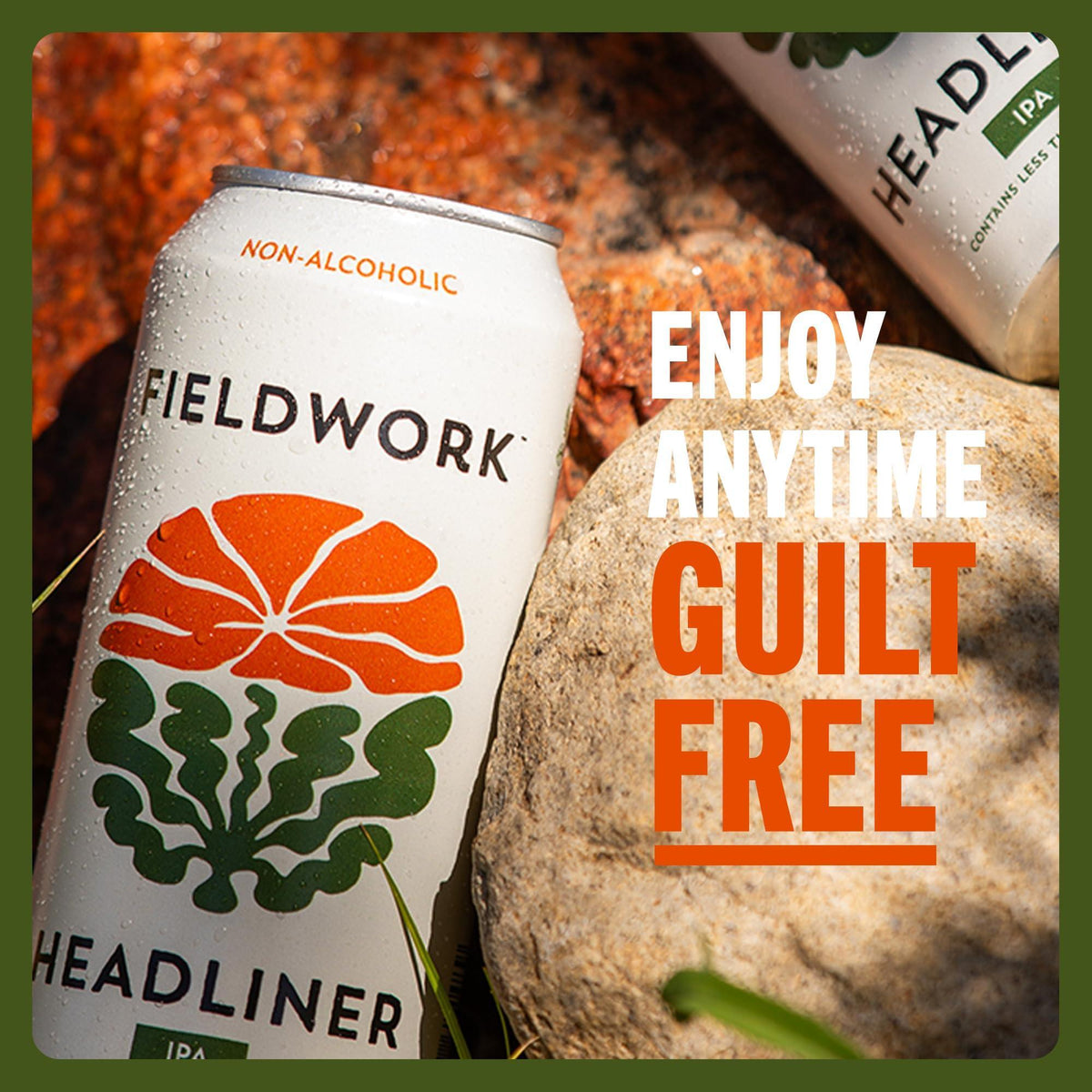 Fieldwork Non-Alcoholic Craft Beer 16 Fl Oz, Award-Winning Taste, Headliner IPA, Vegan, Low-Calorie, 4-Pack Cans