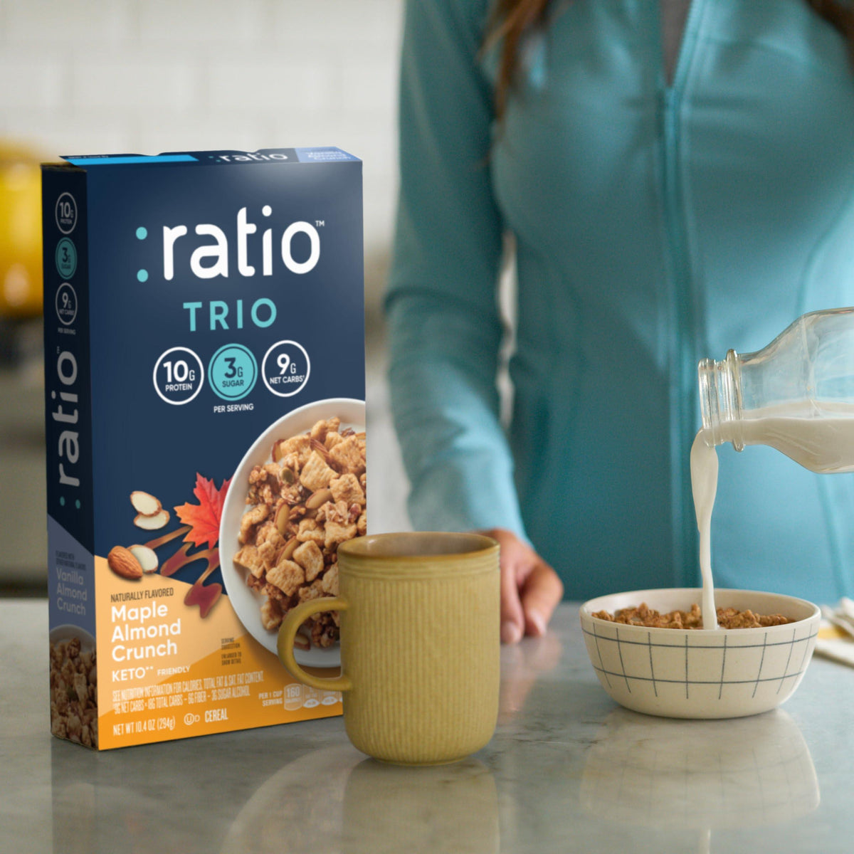 Ratio Trio Maple Almond Crunch Cereal, 10g Protein, Keto Friendly, 10.4 oz