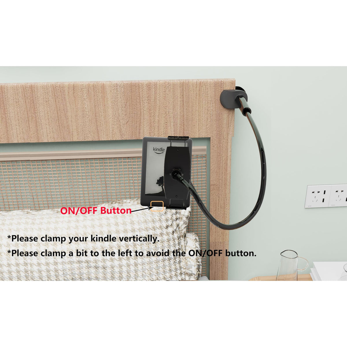 Tablet Stand Holder, Mount Holder Clip with Grip Flexible Long Arm Gooseneck Compatible with ipad iPhone/Nintendo Switch/Samsung Galaxy Tabs/Amazon Kindle Fire HD - Black