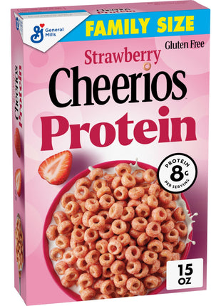 Cheerios Protein Cereal, Strawberry, 8g Protein, Family Size, 15 oz