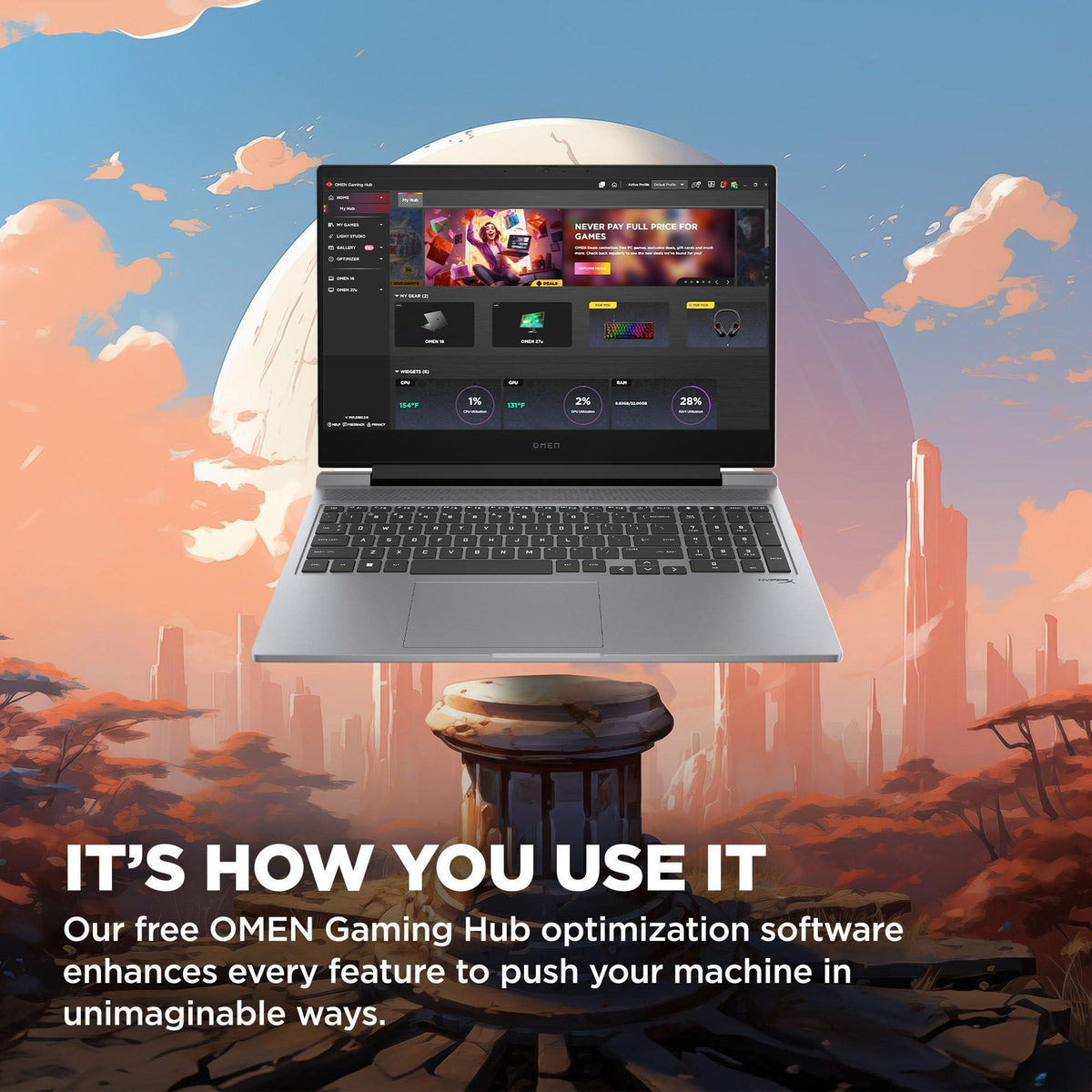 HP OMEN 16 inch Laptop, FHD 144Hz Display, Intel Core i7-14650HX, 16 GB RAM, 512 GB SSD, NVIDIA GeForce RTX 4060 GPU (8 GB Dedicated), Windows 11 Home, 16-ae0100nr (2024)