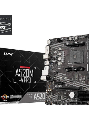 MSI A520M-A PRO Gaming Motherboard (AMD Ryzen 5000, AM4, DDR4, PCIe 3.0, SATA 6Gb/s, M.2, USB 3.2 Gen 1, DVI/HDMI, Micro-ATX)