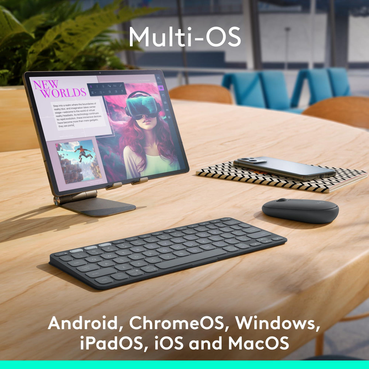 Logitech Keys-to-GO 2 Portable Bluetooth Tablet Keyboard with Built-in Cover, Slim & Compact Wireless Keyboard for Windows, Android, Linux, iPad, iPhone, Mac, Apple TV - Lilac