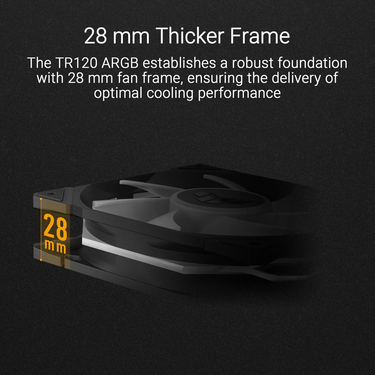 ASUS TUF Gaming TR120 ARGB Reverse Fan - Black - Triple Pack Higher Cooling Performance Extra-Thick 28mm Fan Frame, Exclusive Double-Layered LED Matrix Design with 16 Addressable RGB LEDs, Aura Sync