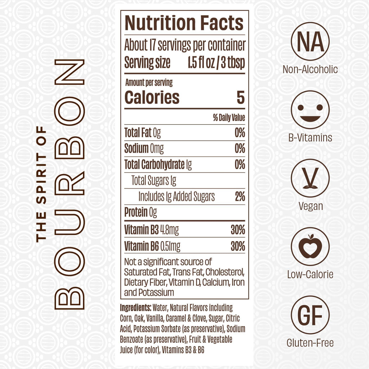 Free Spirits Non-Alcoholic Bourbon Spirit - Award Winning Whiskey Alternative - Low Calorie, Vegan, Gluten-Free with B-Vitamins - Natural Ingredients for Delicious Cocktails - 750 ml Bottle