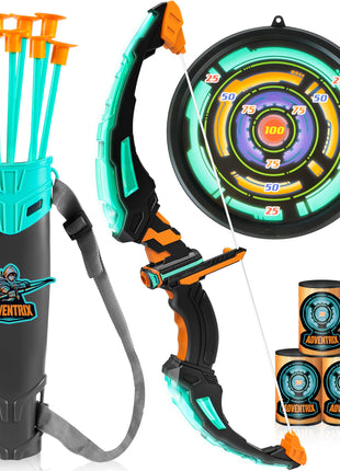 JOYIN Kids Bow and Arrow Set, LED Light Up Archery Toy Set with 9 Suction Cup Arrows, Target & Arrow Case, Indoor and Outdoor Hunting Play Gift Toys for Kids, Boys & Girls Ages 6-12