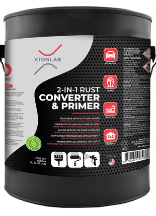 Xion Lab 2-in-1 Rust Converter & Metal Primer - Concentrate Covers Up to 4X More - Industrial Grade Water Based - UV Resistant Rust Reformer & Inhibitor - No Top Coat Needed - Works On Damp Surfaces