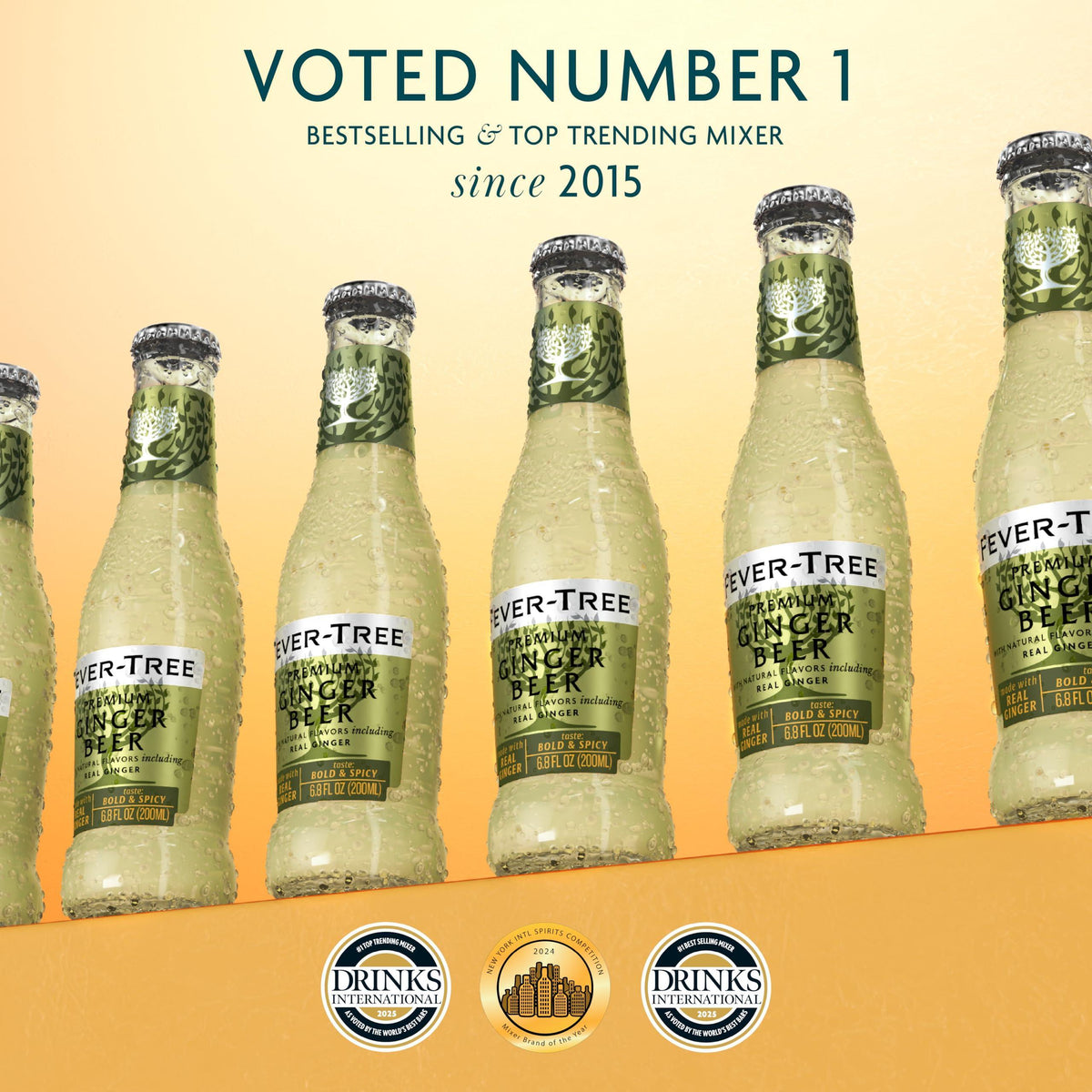 Fever-Tree Premium Ginger Beer, No Artificial Sweeteners, Flavorings or Preservatives, 6.8 Fl Oz Each (24 Bottles)