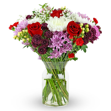 Benchmark Bouquets - Timeless Romance (Glass Vase Included) - Fresh Flowers for Delivery - Gift for Birthday, Anniversary, Sympathy, Get Well, Congratulations