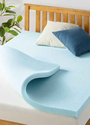 Best Price Mattress 2 inch Ventilated Gel Memory Foam Topper   Full, Dorm Essentials, Blue