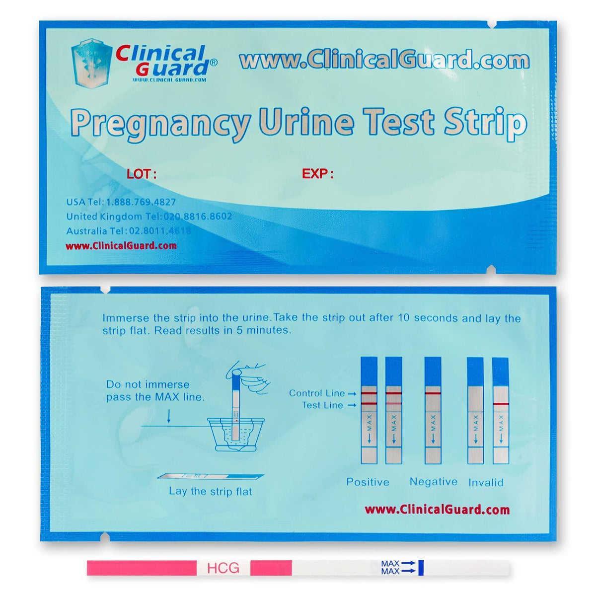 Clinical Guard 25 Pregnancy Tests Early Detection Strips - Sensitive & Accurate Measurement Within 5 mins -Pregnancy Test Strips for Women - HCG Test Strip Kit- Pruebas De Embarazo
