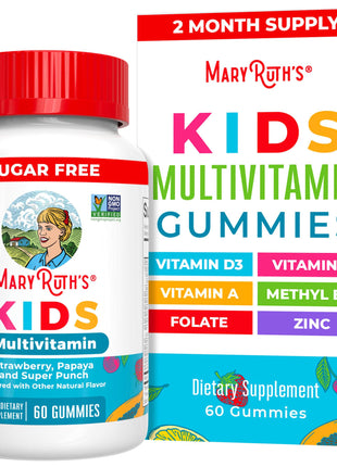 MARYRUTH'S Kids Multivitamin Gummies, Sugar Free, 2 Month Supply, Ages 4+ | Essential Vitamins C, D3, Zinc, 60 Count