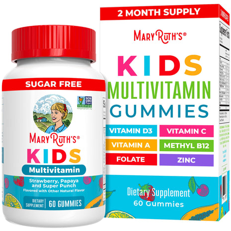 MARYRUTH'S Kids Multivitamin Gummies, Sugar Free, 2 Month Supply, Ages 4+ | Essential Vitamins C, D3, Zinc, 60 Count