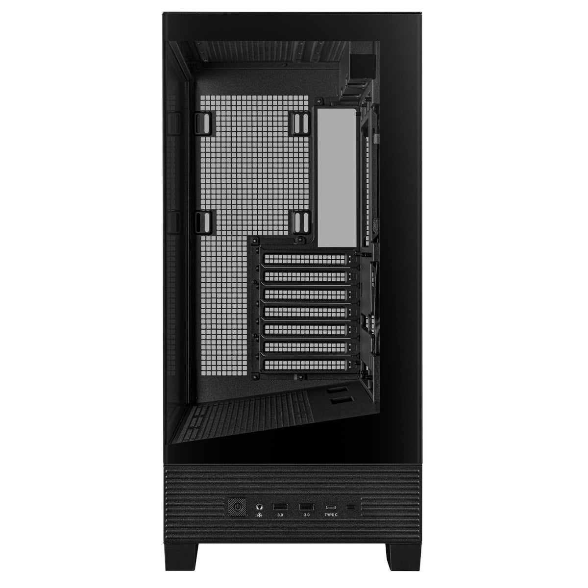 ASUS A31 Black ATX Mid-Tower Gaming Case, Dual-Sided Tempered Glass, Frameless Design, BTF Hidden Connectors, 360 AIO Support, 8° Angled Base, ARGB Ready, Optimized Airflow, Seamless Cable Management