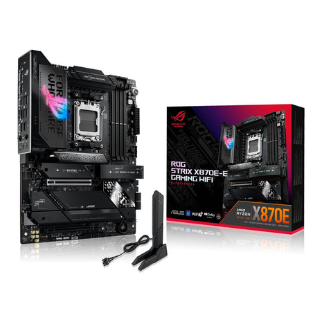 ASUS ROG Strix X870E-E Gaming WiFi AMD AM5 X870 ATX Motherboard 18+2+2 Power Stages, Dynamic OC Switcher, Core Flex, DDR5 AEMP, WiFi 7, 5X M.2, PCIe 5.0, Q-Release Slim, USB4, AI OCing & Networking