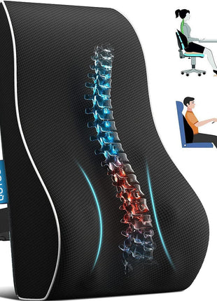 Lumbar Support Pillow for Office Chair, Office Home Essentials,Gifts for Mom,Dad, Back Support Pillow for Car, Chair Cushions,Back Pain Relief Improve Posture,Mesh Cover Double Adjustable Straps