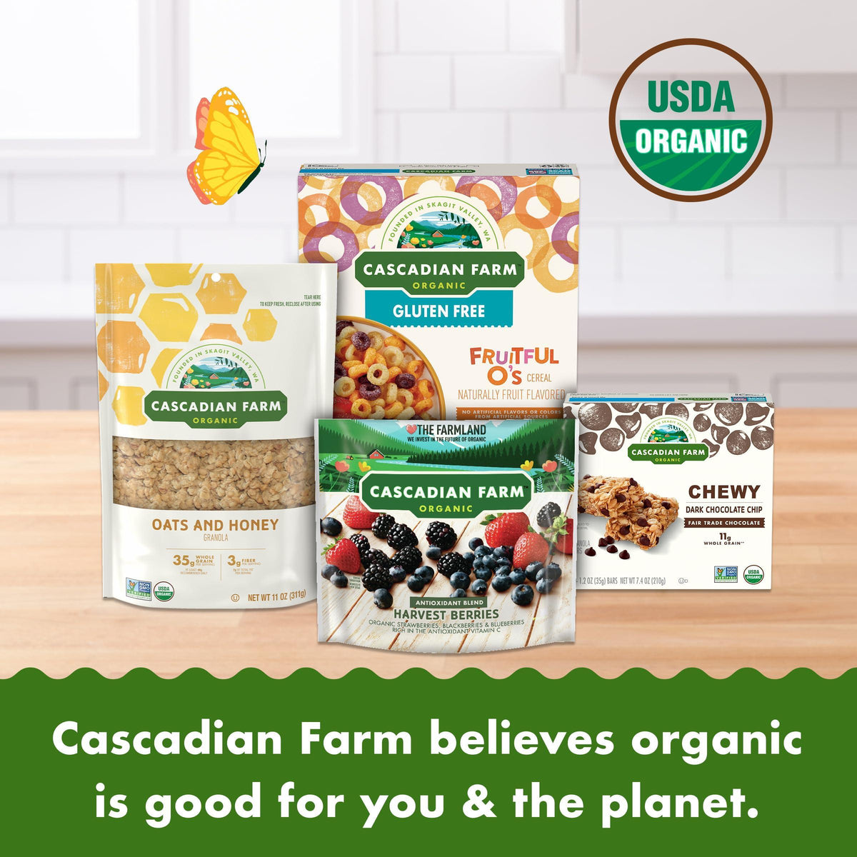Cascadian Farm Organic Fruitful O's Breakfast Cereal, Gluten Free, Made With Whole Grain, 10.2 oz