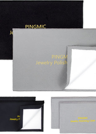 PINGMIC 6 Jewelry Cleaning Cloth, Professional Silver Polishing Cloth for Jewelry Sterling Silver Gold Platinum Copper Diamond, Multi-Layer polishing Cloths (11'' x 14'' * 2 Pcs, 4'' x 8'' *4 Pcs)
