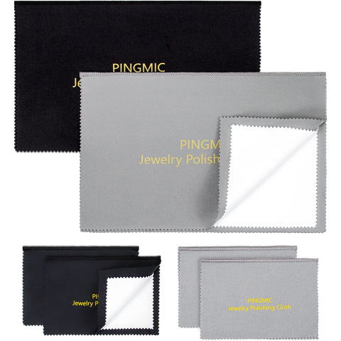 PINGMIC 6 Jewelry Cleaning Cloth, Professional Silver Polishing Cloth for Jewelry Sterling Silver Gold Platinum Copper Diamond, Multi-Layer polishing Cloths (11'' x 14'' * 2 Pcs, 4'' x 8'' *4 Pcs)
