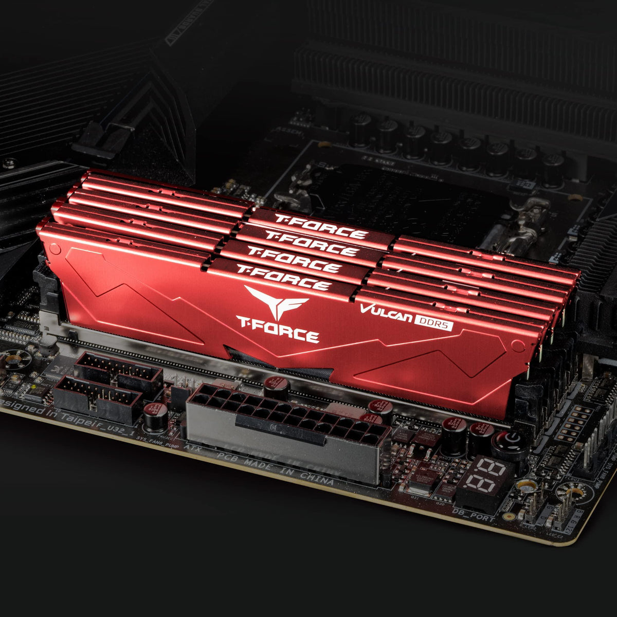 TEAMGROUP T-Force Vulcan DDR5 32GB (2x16GB) 6400MHz (PC5-51200) CL40 Desktop Memory Module Ram (Red) for 600 700 Series Chipset XMP 3.0 Ready - FLRD532G6400HC40BDC01