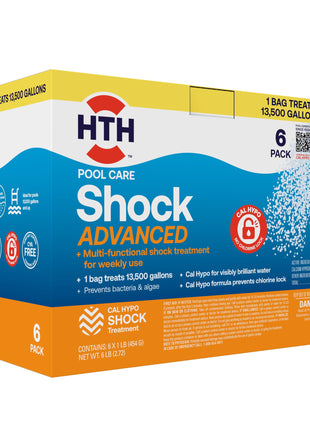 HTH 52036R Pool Care Shock Advanced, Swimming Pool Chemical   Cal Hypo Formula, Prevents Bacteria & Algae, Restores Crystal Clear Water   Shock Treatment, (6 Pack)