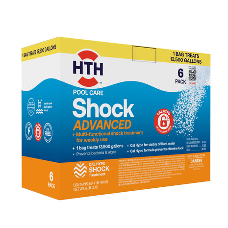 HTH 52036R Pool Care Shock Advanced, Swimming Pool Chemical   Cal Hypo Formula, Prevents Bacteria & Algae, Restores Crystal Clear Water   Shock Treatment, (6 Pack)