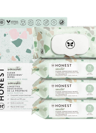 The Honest Company Hypoallergenic Multi-Use Baby Wipes for Sensitive Skin, Geo Mood, 288 Count
