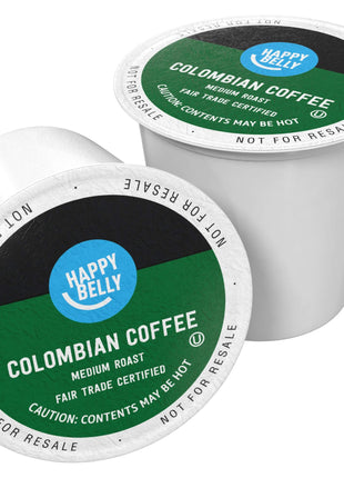 Happy Belly Medium Roast Coffee Pods, Colombian, Compatible with Keurig 2.0 K Cup Brewers, 100 Count