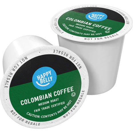 Happy Belly Medium Roast Coffee Pods, Colombian, Compatible with Keurig 2.0 K Cup Brewers, 100 Count
