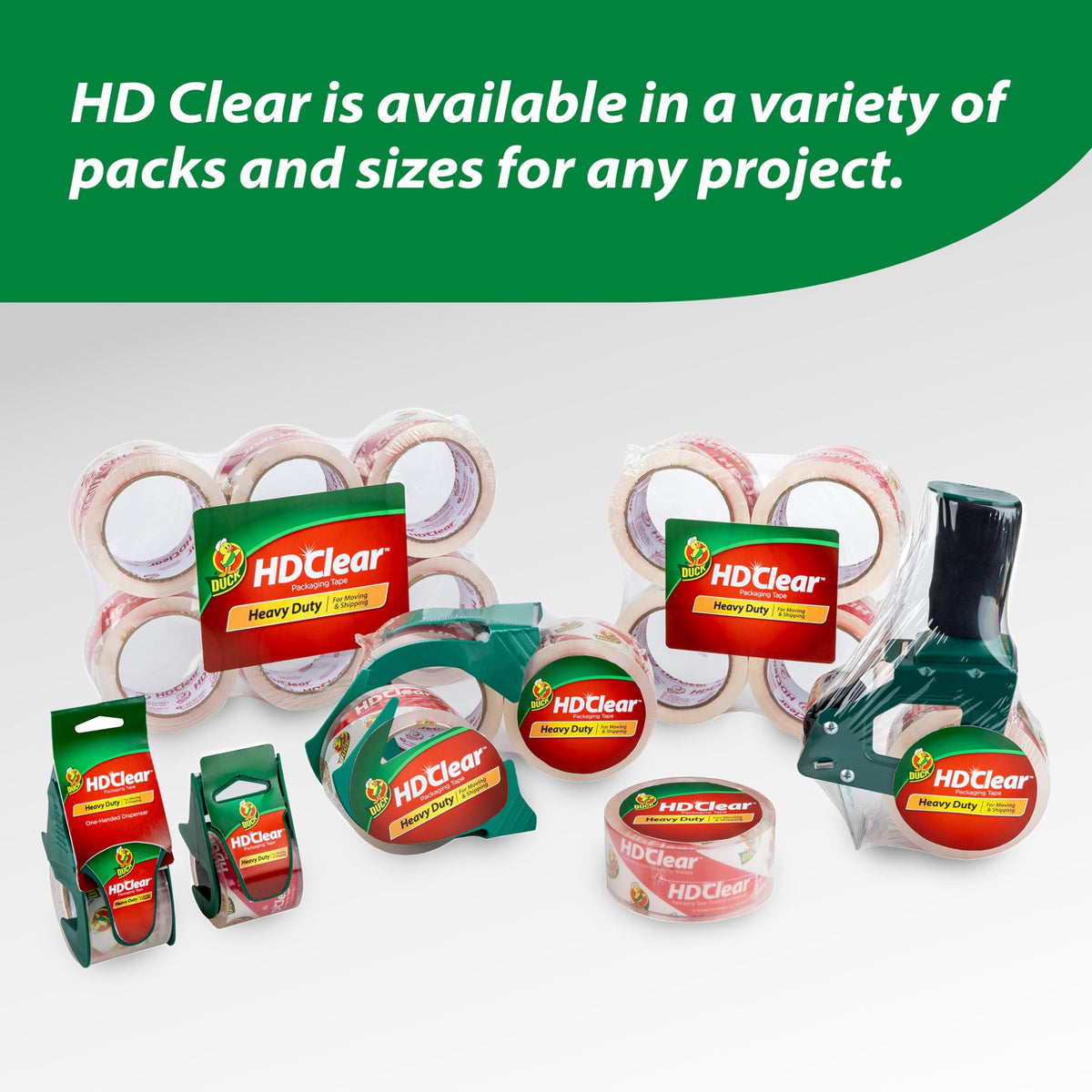 Duck HD Clear Packing Tape Refills - 6 Rolls of Strong Heavy Duty Packing Tape for Shipping and Moving, Boxes and Packaging - 1.88 In. x 54.6 Yards - 3" Core - Clear (441962)