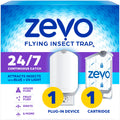 Zevo Flying Insect Trap & Cartridge - Plug in Fly Trap & Indoor Bug Catcher for Gnats, House & Fruit Flies - Mess-Free - Use in Any Room - Uses Blue & UV Light (1 Plug in Device & 1 Cartridge)