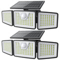 daphino 2500LM Solar Lights Outdoor with Motion Sensor,3 Head 270° Wide Angle Street Area Lights, IP65 Waterproof Security Lighting with 3 Modes(Non-Remote,2 Pcs)