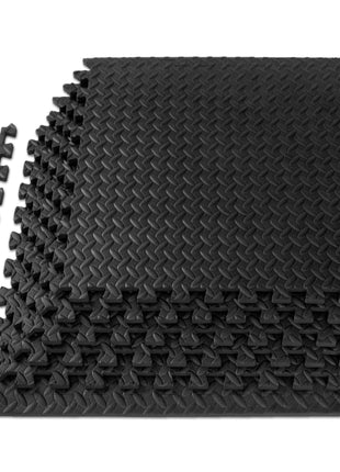 ProsourceFit Puzzle Exercise Mat 1⁄2 in, EVA Interlocking Foam Floor Tiles for Home Gym, Mat for Home Workout Equipment, Floor Padding for Kids, Black, 24 in x 24 in x 1⁄2 in, 24 Sq Ft - 6 Tiles