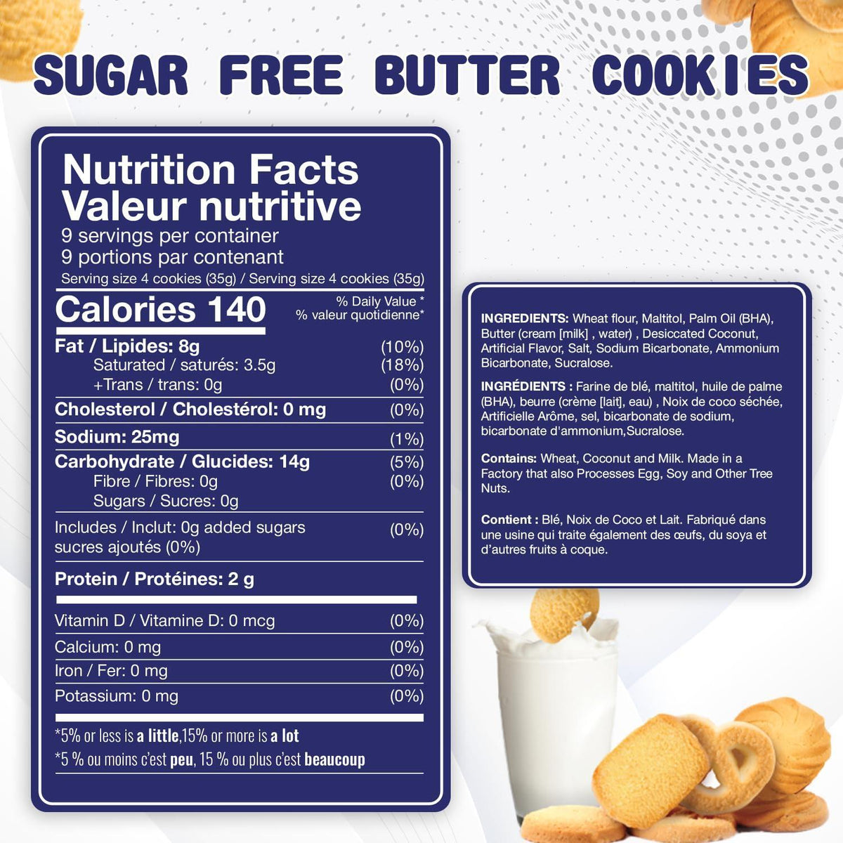 Sugar Free Butter Cookies 36 Count Traditional Danish Cookies, Premium Assorted Shortbread cookies for Diabetics (1 Pk, 11 Ounce)
