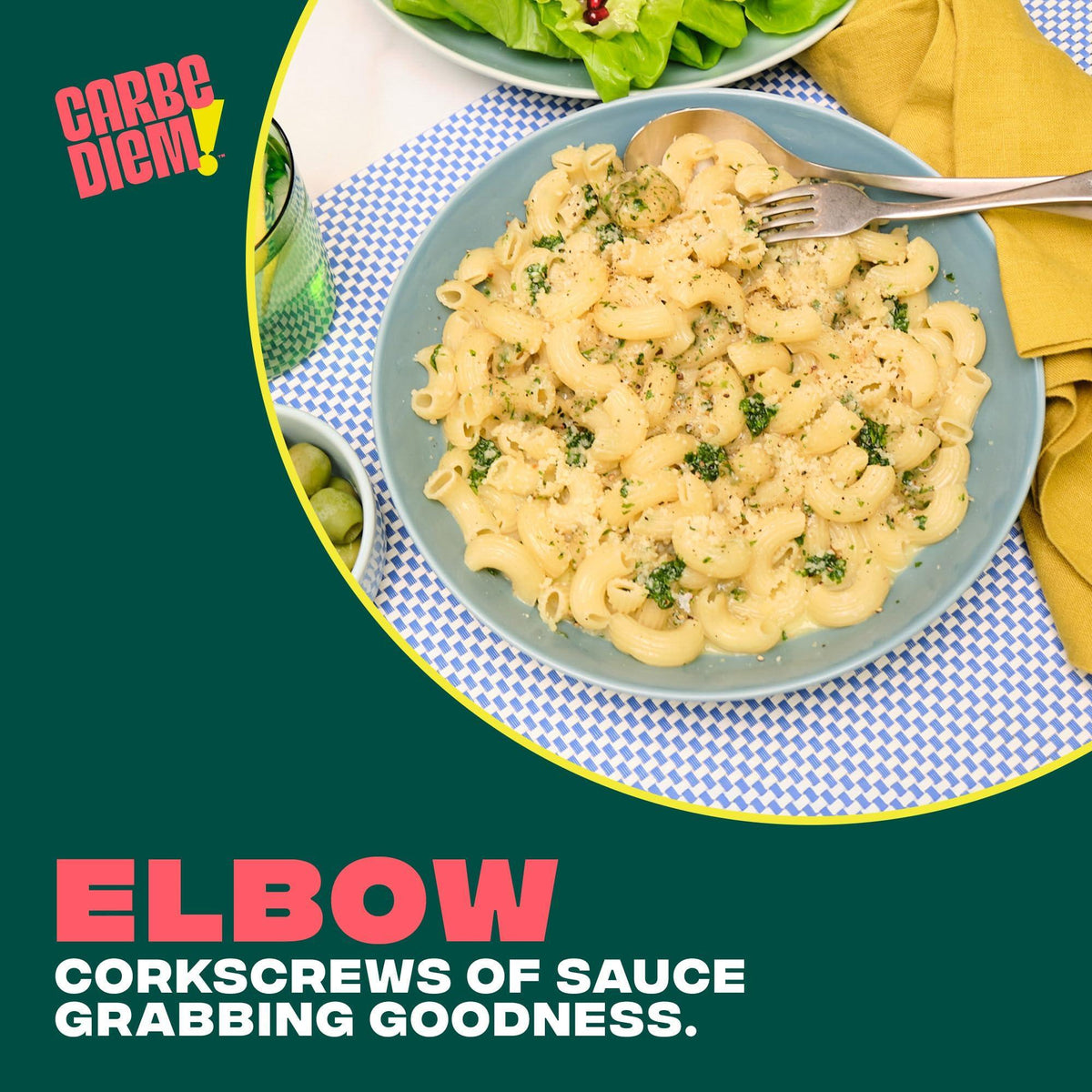 Carbe Diem!, Elbows, Lower Net Carb Pasta with Traditional Flavor & Texture, 55% Fewer Net Carbs & Only 110 Calories Per Serving, Pack of 3