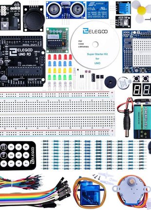ELEGOO UNO R3 Project Super Starter Kit with PDF Tutorial for Beginners | Compatible with Arduino, 22+ Hands-on Projects, Upgraded Starter Kits with Power Supply, STEM, DIY Basic Circuit Building