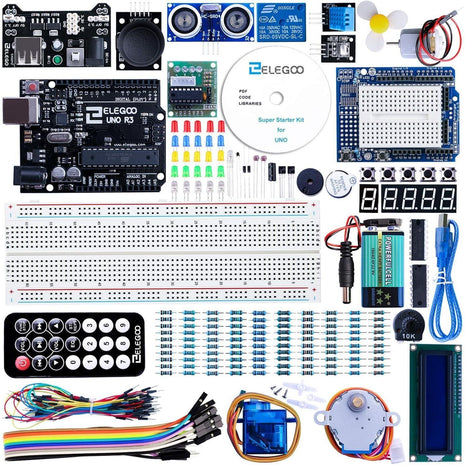 ELEGOO UNO R3 Project Super Starter Kit with PDF Tutorial for Beginners | Compatible with Arduino, 22+ Hands-on Projects, Upgraded Starter Kits with Power Supply, STEM, DIY Basic Circuit Building
