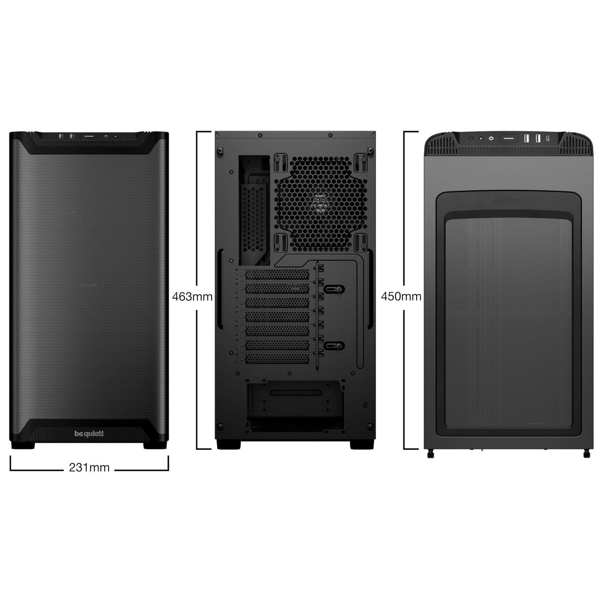 be quiet! Pure Base 501 Black PC case | 2 Preinstalled Quiet Fans | Mid Case | USB 3.2 Gen | Airflow | BGW74