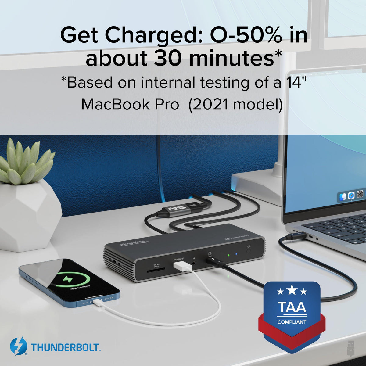 Plugable Thunderbolt 4 Dock with 100W Charging, Thunderbolt Certified, 3X Thunderbolt Ports, Laptop Docking Station Dual Monitor Single 8K or Dual 4K Monitor, 2.5G Ethernet, 1x SD, 4X USB