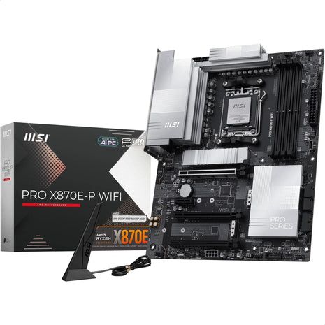 MSI PRO X870E-P WiFi Motherboard, ATX - Supports AMD Ryzen 9000/8000 / 7000 Processors, AM5-60A SPS VRM, DDR5 Memory Boost (8200+ MT/s OC), PCIe 5.0 x16 & 4.0 x16, M.2 Gen5, Wi-Fi 7, 5G LAN
