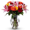 Benchmark Bouquets - Big Blooms Oriental Lilies & Roses (Glass Vase Included) - Fresh Flowers for Delivery - Gift for Graduation, Birthday, Anniversary, Sympathy, Get Well, Congratulations