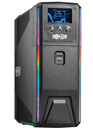 Tripp Lite Pure Sine Wave Gaming UPS Battery Backup, 1000VA 600W 120V, Detachable LCD, Automatic Voltage Regulation, USB, RGB LED Lights, 3-Year Warranty & $250K Insurance (SMART1000PSGLCD)