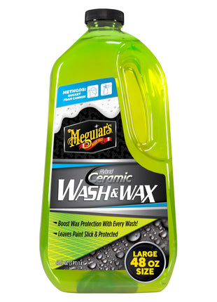 Meguiar's Hybrid Ceramic Wash & Wax - Sophisticated Car Wash Gently Cleans and Adds Shine and Slickness While Boosting Paint with Hybrid Ceramic Wax and Extreme Water Beading - 48oz