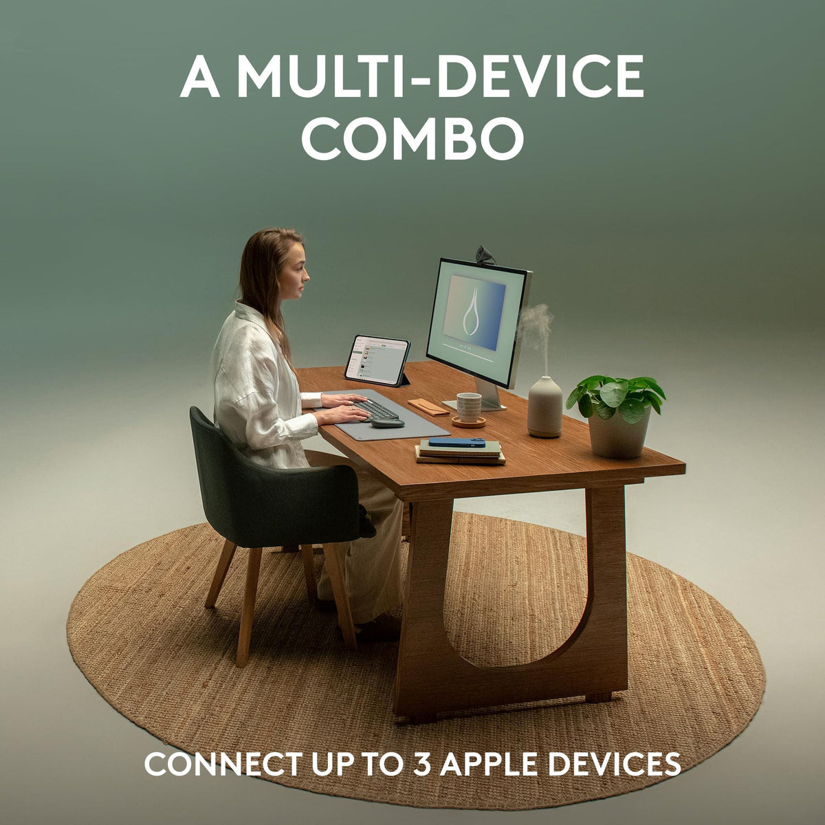Logitech Pebble 2 Combo for Mac, Wireless Keyboard and Mouse, Slim, Quiet and Portable, Customizable, Bluetooth Mouse and Keyboard, Easy-Switch, for macOS, iPadOS - Tonal Graphite