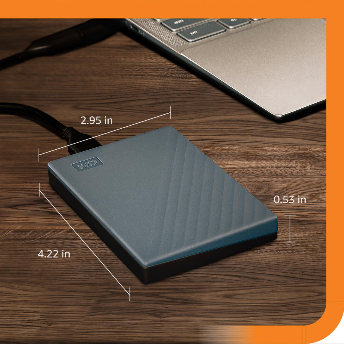 WD 2TB My Passport Portable Hard Drive, Works with USB-C and USB-A, Windows PC, Mac, Chromebook, Gaming Consoles, and Mobile Devices, Backup Software and Password Protection - WDBWML0020BGY-WESN